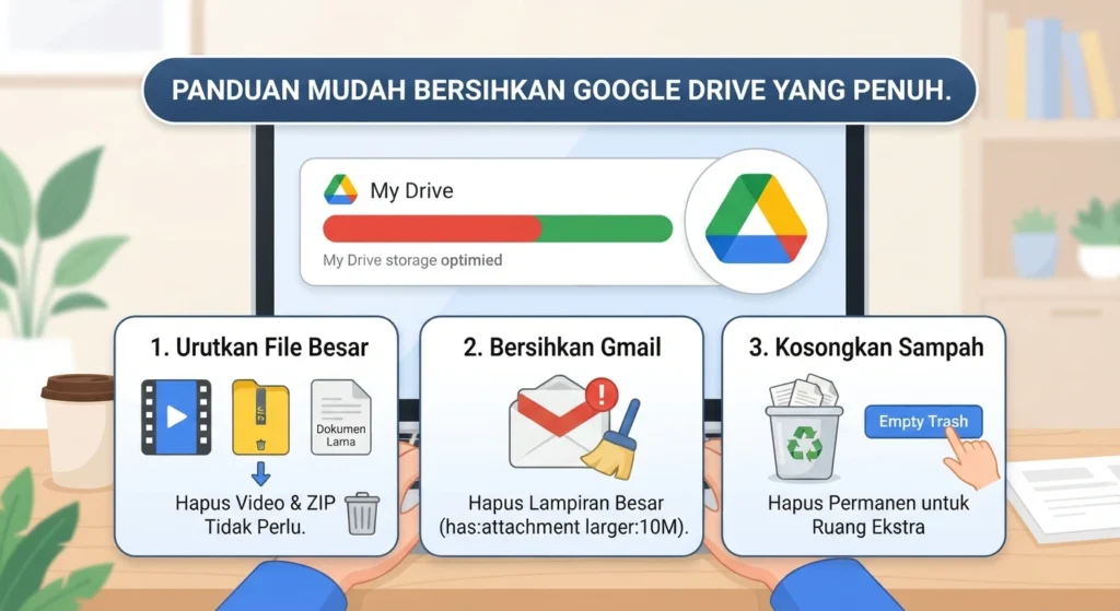 Cara membersihkan Google Drive yang penuh
